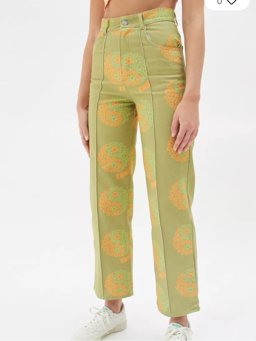 Lisa| Says Gah Robyn Jeans Green Orange Floral Yin Yang High Rise 26 retro artsy